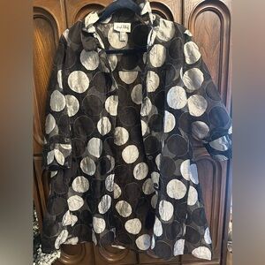 Joseph Ribkoff Black and Gray Polka Dot button up shirt